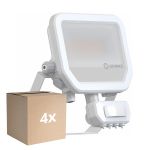 Multipack 4x Ledvance Projecteur LED Aluminium Blanc 17W 2200lm 100D - 830 Blanc Chaud | IP65 - Détecteur De Mouvement Et De Lumière - Symétrique