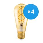 Multipack 4x Ledvance Vintage 1906 LED E27 Peer Goud 4W 300lm - 820 Zeer Warm Wit | Vervangt 25W