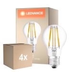 Multipack 4x Ledvance Classic LED E27 Peer Filament Helder 11W 1521lm - 827 Zeer Warm Wit | Dimbaar - Vervangt 100W