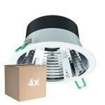 Multipack 4x Philips LED Downlight Coreline DN142B Aluminium Wit 11W 1200lm 60D - 830 Warm Wit | Zaagmaat 155mm - IP20 - UGR<19