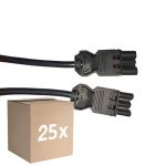 Multipack 25x Noxion GST - Compatibel Verlengkabel Zwart - Mannelijk + Vrouwlijk - 3m - 3 pole 1,5mm2