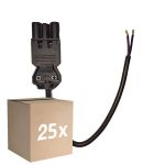 Multipack 25x Noxion GST - Compatibel Voedingskabel Zwart - Mannelijk + Open uiteinden - 0,3m - 2 pole 0,75mm2