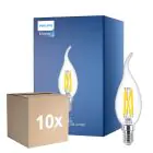 Multipack 10x Philips MASTER LED E14 Gebogen-tip Kaars Filament Helder 3.4W 470lm - 922-927 Dim To Warm | Beste Kleurweergave - Dimbaar - Vervangt 40W