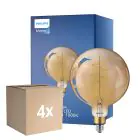 Multipack 4x Philips Classic LED Globe E27 200mm Filament Goud 7W 470lm - 818 Zeer Warm Wit | Dimbaar - Vervangt 40W
