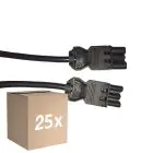 Multipack 25x Noxion GST - Compatibel Verlengkabel Zwart - Mannelijk + Vrouwlijk - 3m - 3 pole 1,5mm2